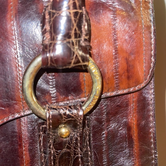 Dolce & Gabbana Studs Burgundy Brown Exotic Leather Bag - Picture 3 of 12